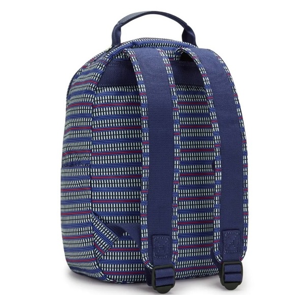 Kipling Small Backpack SEOUL Tablet Protection BLUE GEO PRINT - Picture 2 of 8